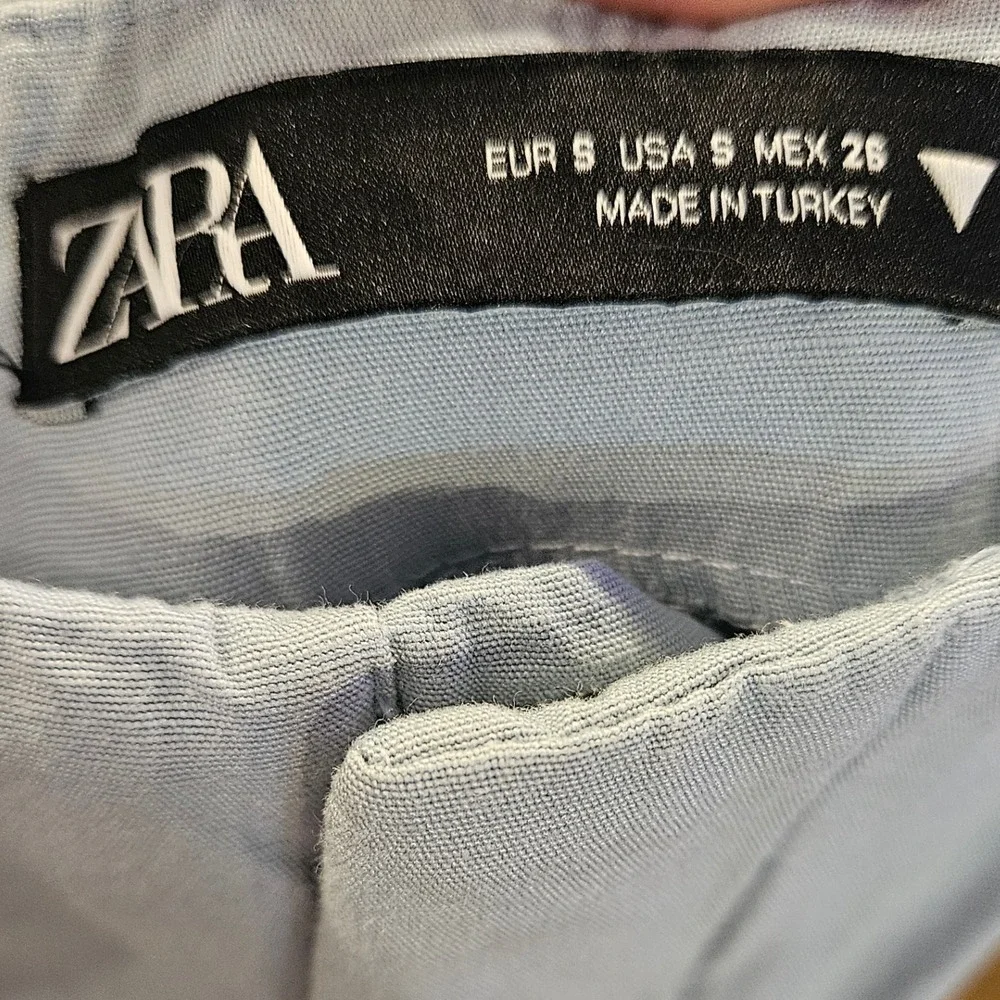 ZARA Sz S Wide Leg High Waisted Linen Blend Pant ‎ #452